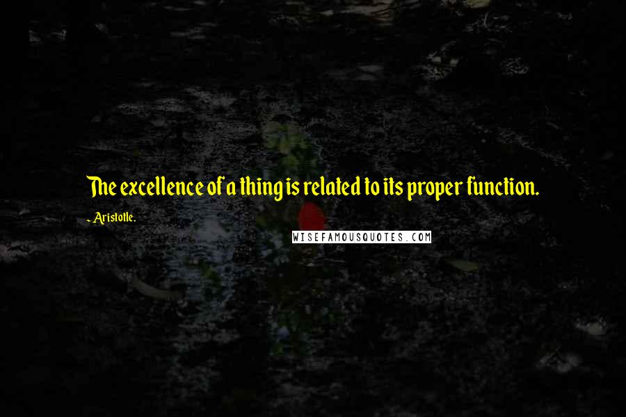 Aristotle. Quotes: The excellence of a thing is related to its proper function.