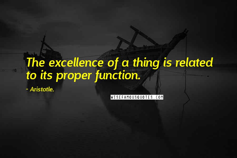 Aristotle. Quotes: The excellence of a thing is related to its proper function.