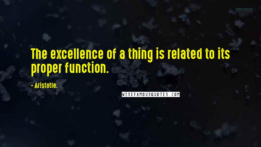 Aristotle. Quotes: The excellence of a thing is related to its proper function.