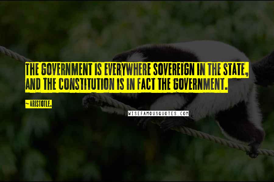 Aristotle. Quotes: The government is everywhere sovereign in the state, and the constitution is in fact the government.