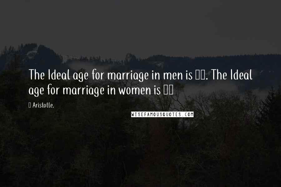 Aristotle. Quotes: The Ideal age for marriage in men is 35. The Ideal age for marriage in women is 18