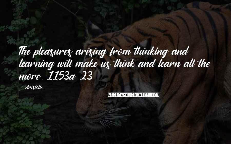 Aristotle. Quotes: The pleasures arising from thinking and learning will make us think and learn all the more. 1153a 23