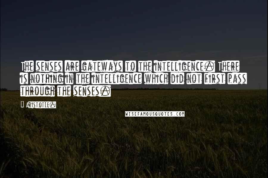 Aristotle. Quotes: The senses are gateways to the intelligence. There is nothing in the intelligence which did not first pass through the senses.