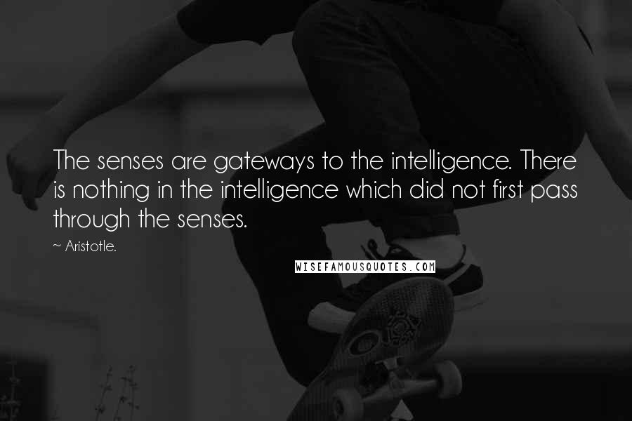 Aristotle. Quotes: The senses are gateways to the intelligence. There is nothing in the intelligence which did not first pass through the senses.