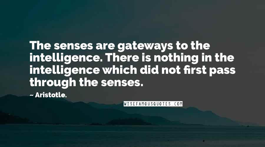 Aristotle. Quotes: The senses are gateways to the intelligence. There is nothing in the intelligence which did not first pass through the senses.