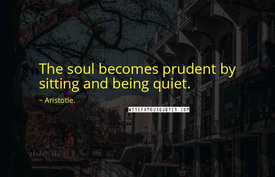 Aristotle. Quotes: The soul becomes prudent by sitting and being quiet.