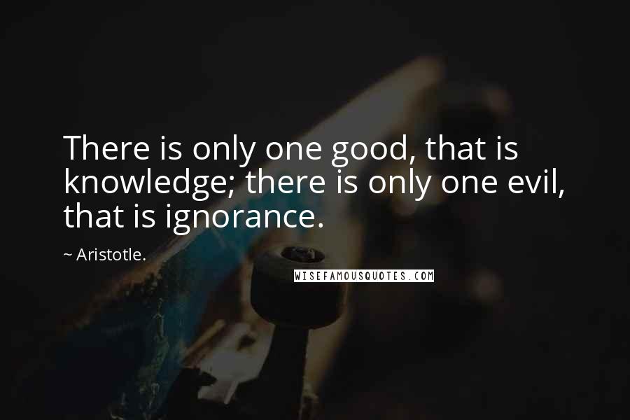 Aristotle. Quotes: There is only one good, that is knowledge; there is only one evil, that is ignorance.