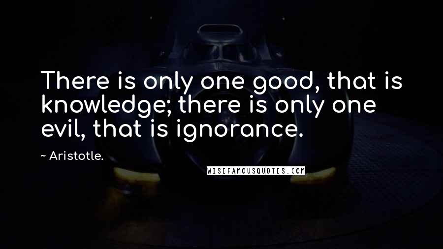 Aristotle. Quotes: There is only one good, that is knowledge; there is only one evil, that is ignorance.