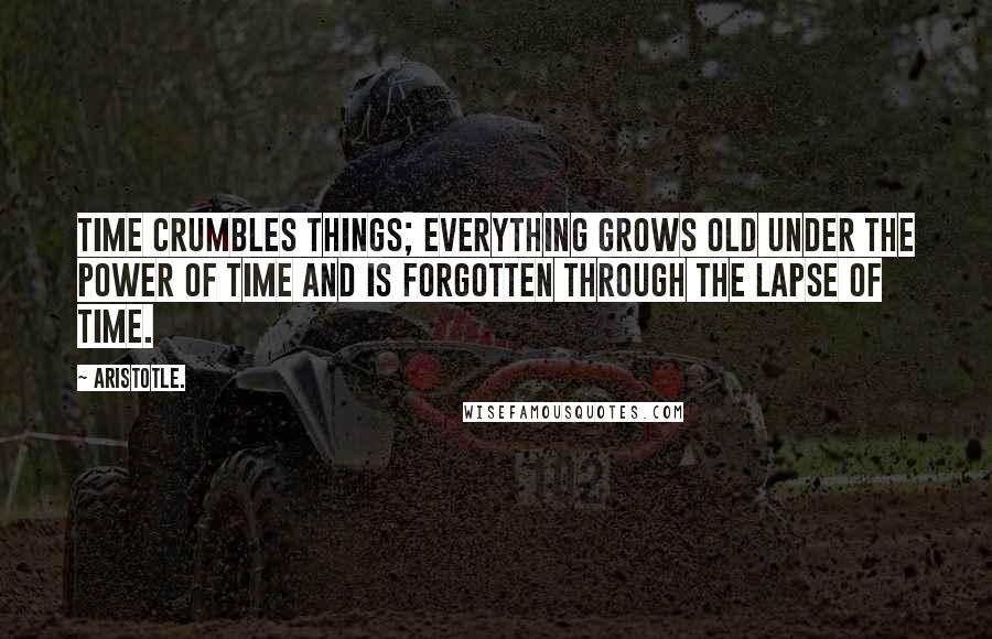 Aristotle. Quotes: Time crumbles things; everything grows old under the power of Time and is forgotten through the lapse of Time.