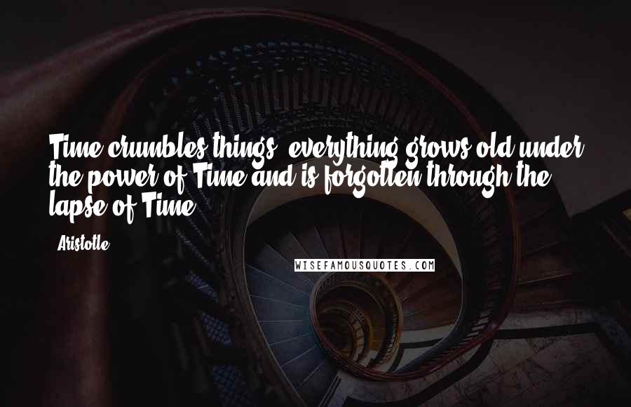 Aristotle. Quotes: Time crumbles things; everything grows old under the power of Time and is forgotten through the lapse of Time.