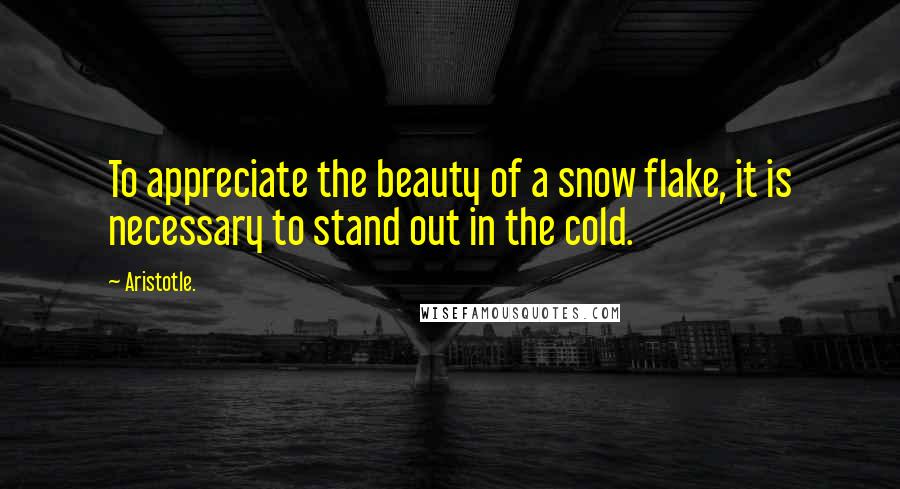 Aristotle. Quotes: To appreciate the beauty of a snow flake, it is necessary to stand out in the cold.