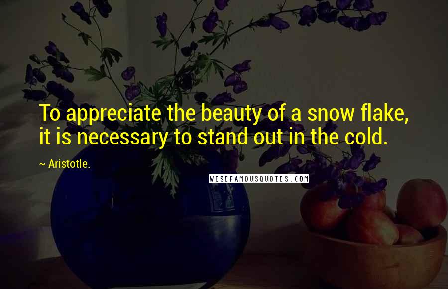 Aristotle. Quotes: To appreciate the beauty of a snow flake, it is necessary to stand out in the cold.