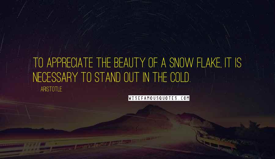 Aristotle. Quotes: To appreciate the beauty of a snow flake, it is necessary to stand out in the cold.