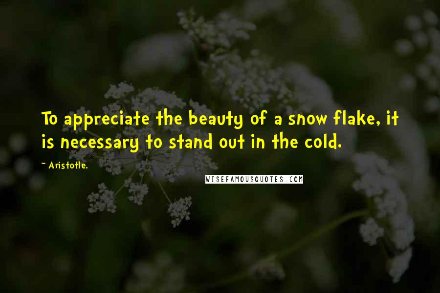 Aristotle. Quotes: To appreciate the beauty of a snow flake, it is necessary to stand out in the cold.