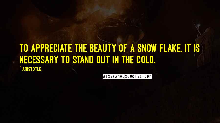 Aristotle. Quotes: To appreciate the beauty of a snow flake, it is necessary to stand out in the cold.