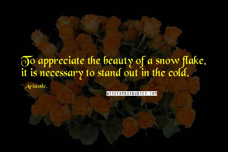 Aristotle. Quotes: To appreciate the beauty of a snow flake, it is necessary to stand out in the cold.