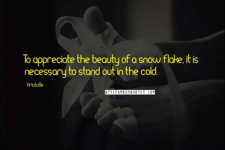 Aristotle. Quotes: To appreciate the beauty of a snow flake, it is necessary to stand out in the cold.