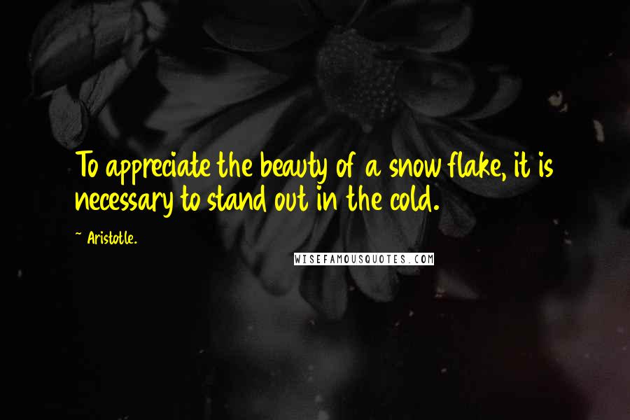 Aristotle. Quotes: To appreciate the beauty of a snow flake, it is necessary to stand out in the cold.