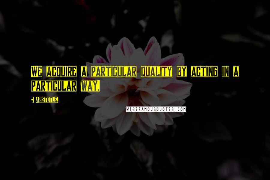 Aristotle. Quotes: We acquire a particular quality by acting in a particular way.