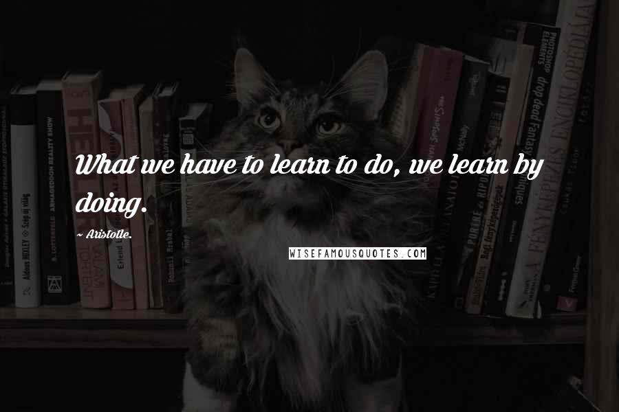 Aristotle. Quotes: What we have to learn to do, we learn by doing.
