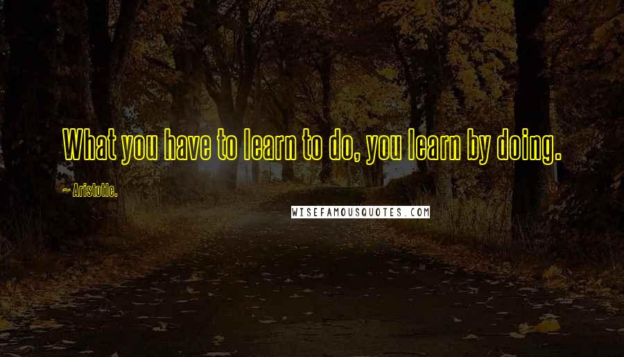 Aristotle. Quotes: What you have to learn to do, you learn by doing.