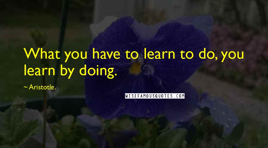 Aristotle. Quotes: What you have to learn to do, you learn by doing.