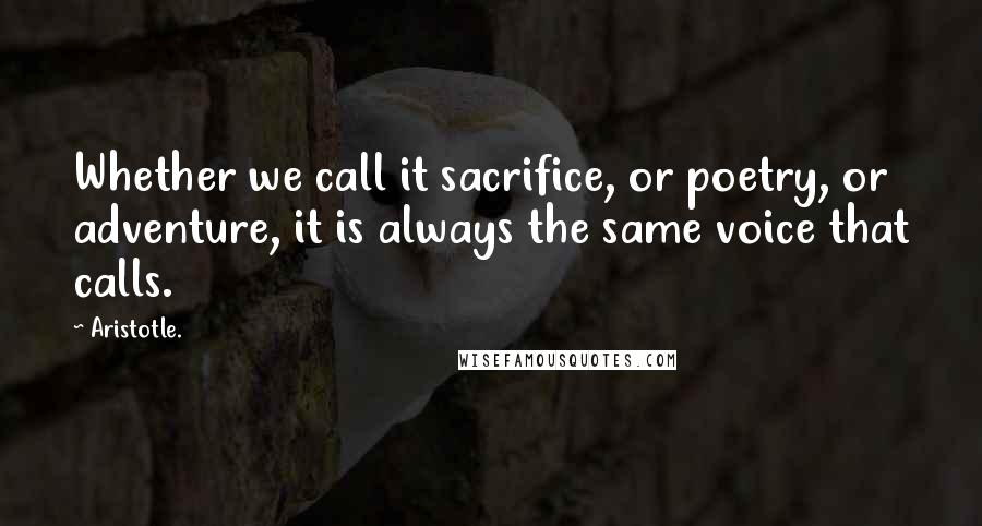 Aristotle. Quotes: Whether we call it sacrifice, or poetry, or adventure, it is always the same voice that calls.