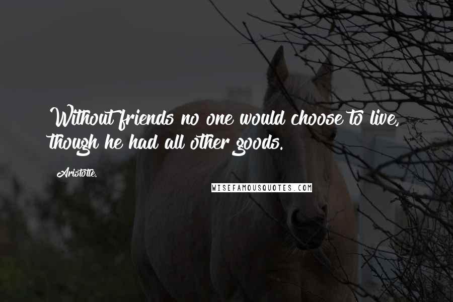 Aristotle. Quotes: Without friends no one would choose to live, though he had all other goods.
