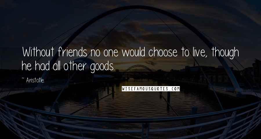 Aristotle. Quotes: Without friends no one would choose to live, though he had all other goods.