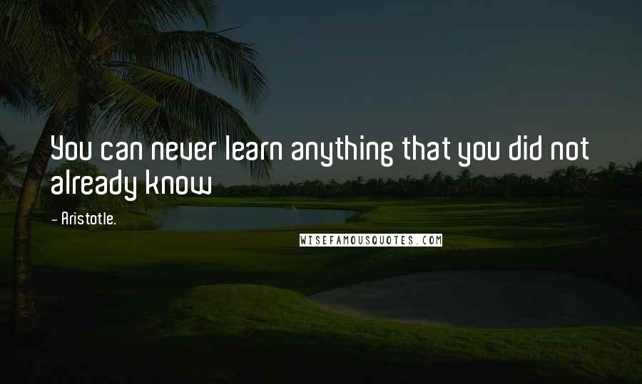 Aristotle. Quotes: You can never learn anything that you did not already know