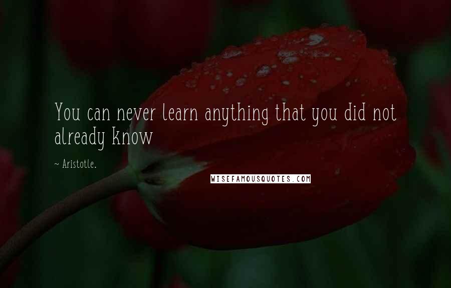 Aristotle. Quotes: You can never learn anything that you did not already know