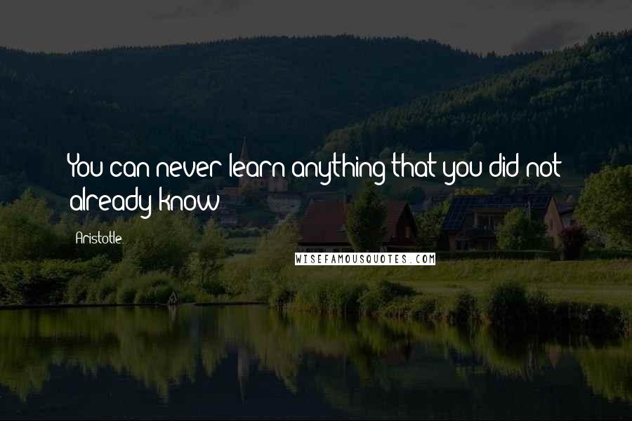 Aristotle. Quotes: You can never learn anything that you did not already know
