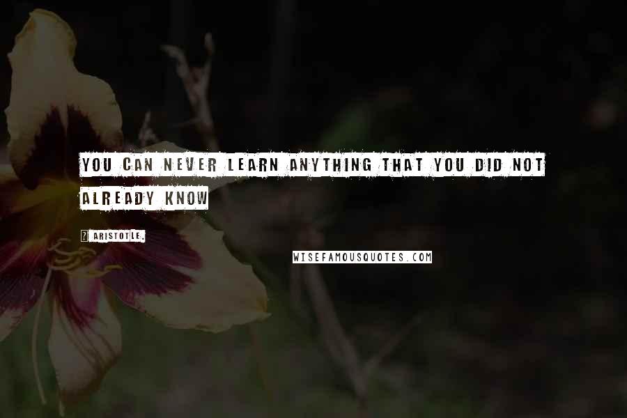 Aristotle. Quotes: You can never learn anything that you did not already know