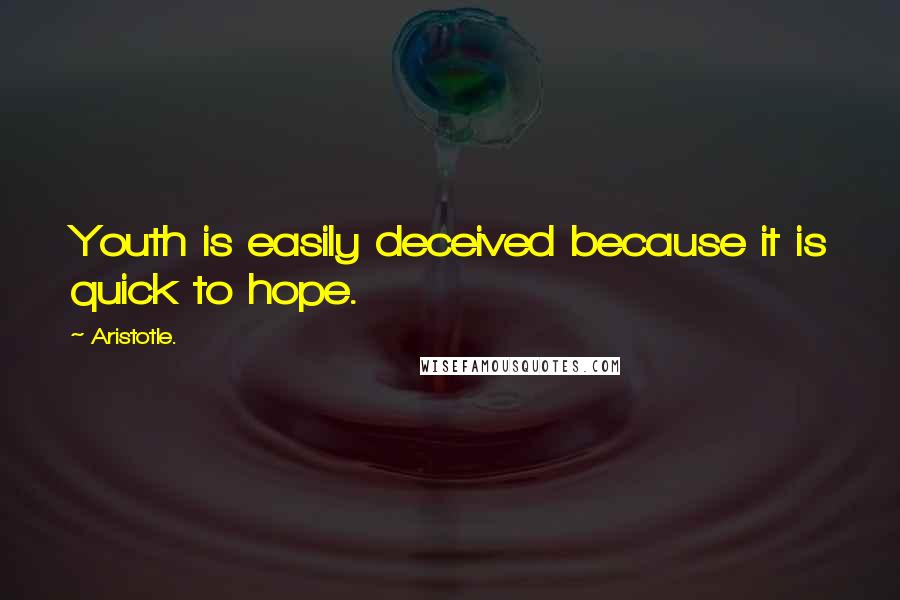 Aristotle. Quotes: Youth is easily deceived because it is quick to hope.