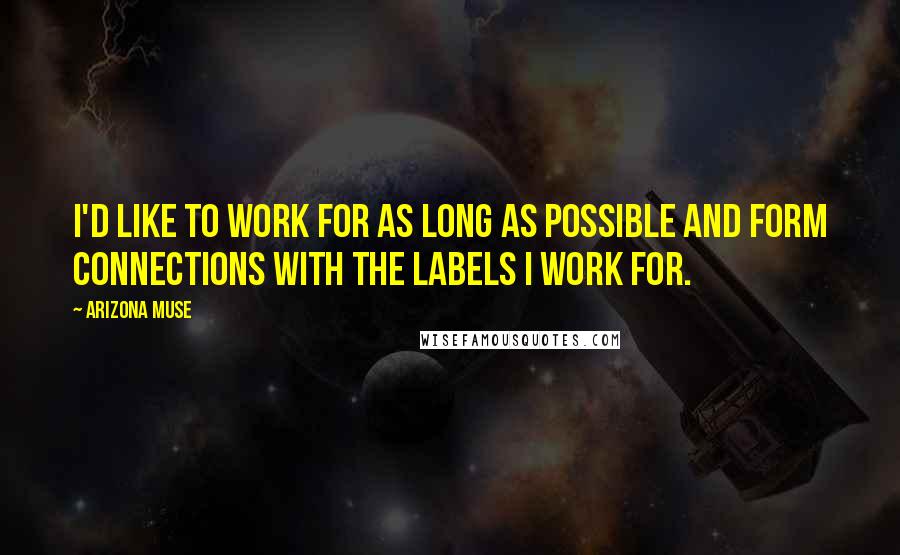 Arizona Muse Quotes: I'd like to work for as long as possible and form connections with the labels I work for.