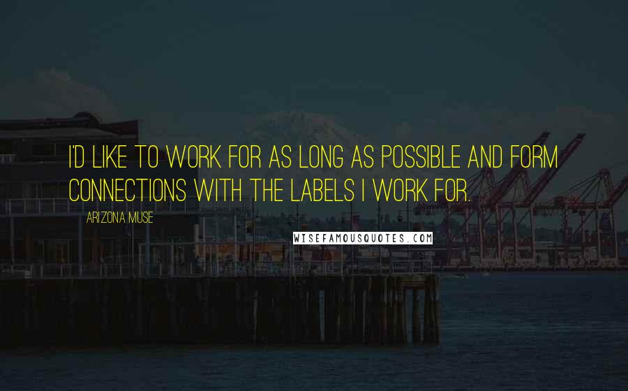 Arizona Muse Quotes: I'd like to work for as long as possible and form connections with the labels I work for.