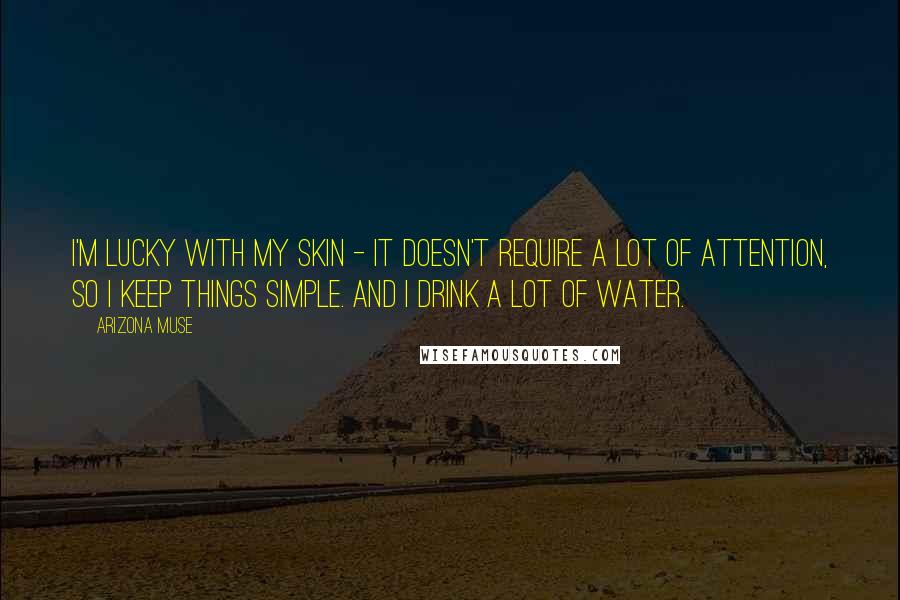 Arizona Muse Quotes: I'm lucky with my skin - it doesn't require a lot of attention, so I keep things simple. And I drink a lot of water.