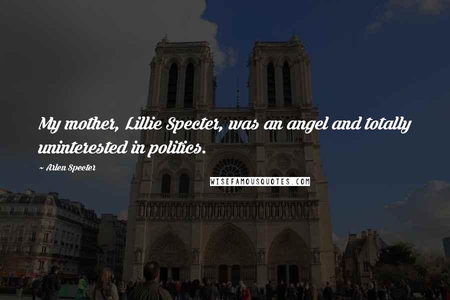 Arlen Specter Quotes: My mother, Lillie Specter, was an angel and totally uninterested in politics.