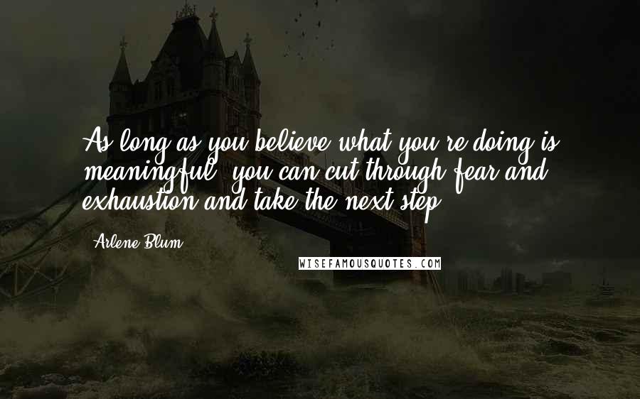 Arlene Blum Quotes: As long as you believe what you're doing is meaningful, you can cut through fear and exhaustion and take the next step.