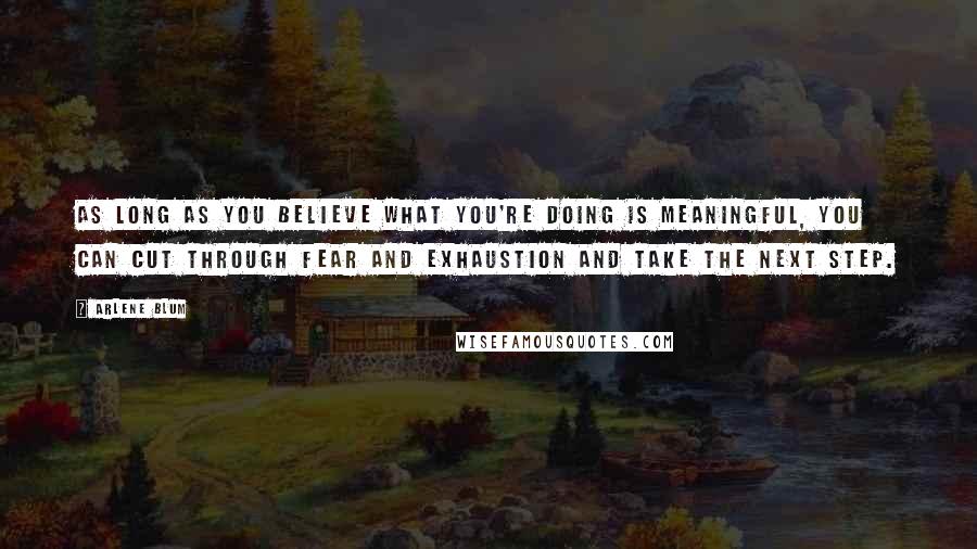 Arlene Blum Quotes: As long as you believe what you're doing is meaningful, you can cut through fear and exhaustion and take the next step.