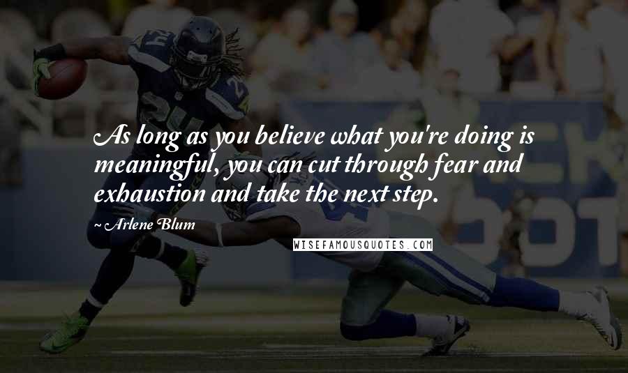 Arlene Blum Quotes: As long as you believe what you're doing is meaningful, you can cut through fear and exhaustion and take the next step.