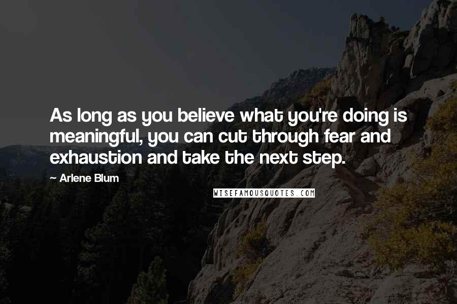 Arlene Blum Quotes: As long as you believe what you're doing is meaningful, you can cut through fear and exhaustion and take the next step.