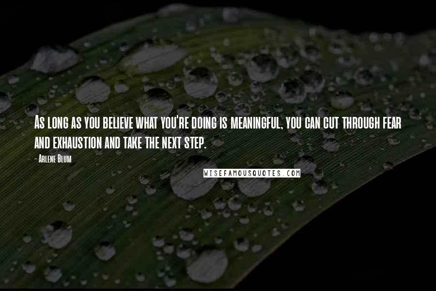 Arlene Blum Quotes: As long as you believe what you're doing is meaningful, you can cut through fear and exhaustion and take the next step.