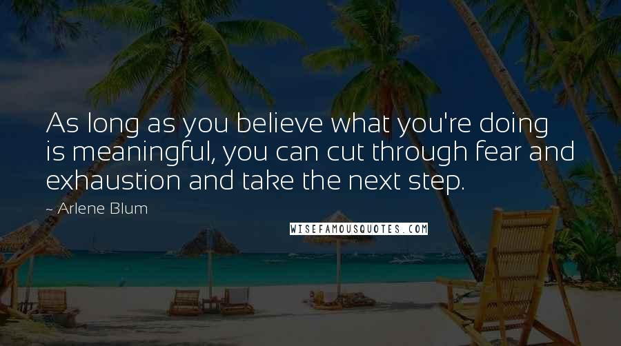 Arlene Blum Quotes: As long as you believe what you're doing is meaningful, you can cut through fear and exhaustion and take the next step.