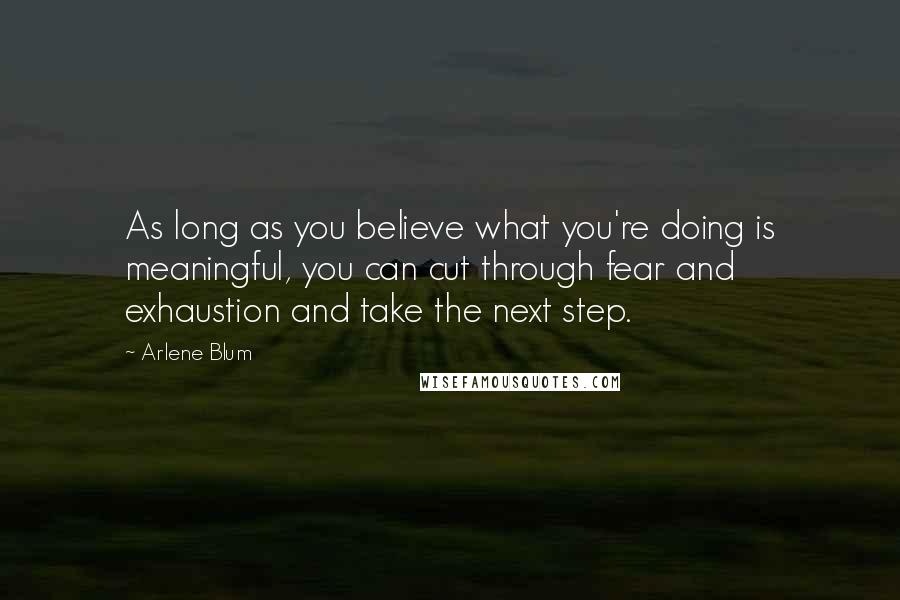 Arlene Blum Quotes: As long as you believe what you're doing is meaningful, you can cut through fear and exhaustion and take the next step.