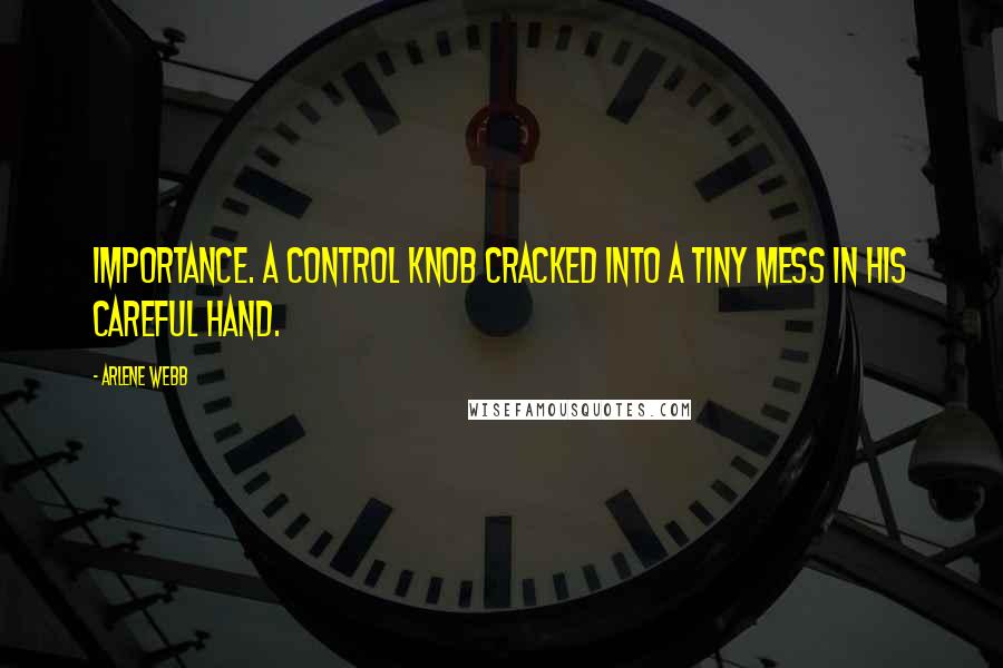 Arlene Webb Quotes: importance. A control knob cracked into a tiny mess in his careful hand.