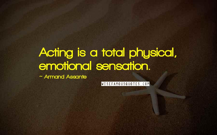 Armand Assante Quotes: Acting is a total physical, emotional sensation.