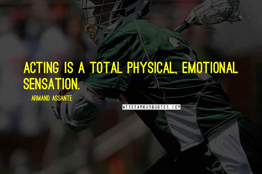 Armand Assante Quotes: Acting is a total physical, emotional sensation.