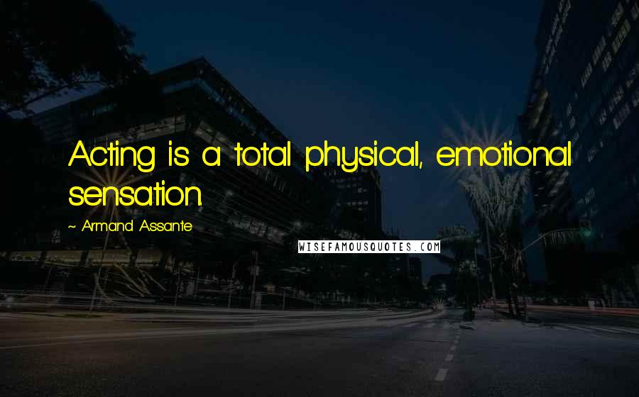 Armand Assante Quotes: Acting is a total physical, emotional sensation.