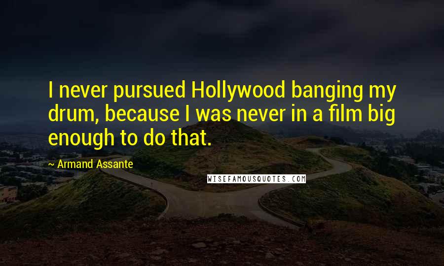 Armand Assante Quotes: I never pursued Hollywood banging my drum, because I was never in a film big enough to do that.